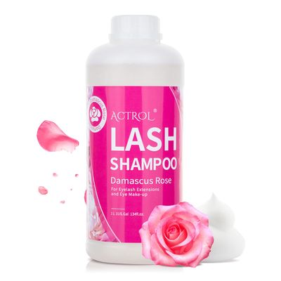 ACTROL Eyelash Extension Cleanser Rose 1L Natural Lash Extension Shampoo Professional Eyelid Foaming Cleanser Paraben &amp; Sulfate Free Non-lrritating with Salon and Home Care
