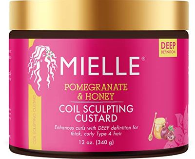Mielle Organics Pomegranate &amp; Honey Sculpting Custard, Natural Styling Cream Plus Moisture, For Curl, Wave, &amp; Coil Definition for Natural or Relaxed Type 4 Hair, 12-Fluid Ounces