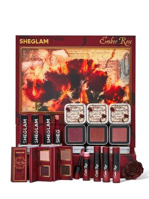 SHEGLAM Ember Rose Collection Valentines Gift Pink Lip Gloss Pink Blush Lipstick Eyeshadow Makeup Kit Red Makeup Collection