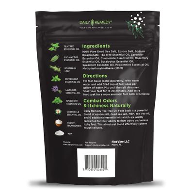 Tea Tree Oil Foot Soak with Epsom Salt - Made in USA - for Toenail Athletes Foot, Stubborn Foot Odor Scent, Softens Calluses &amp; Soothes Sore Tired Feet - 16 Ounces