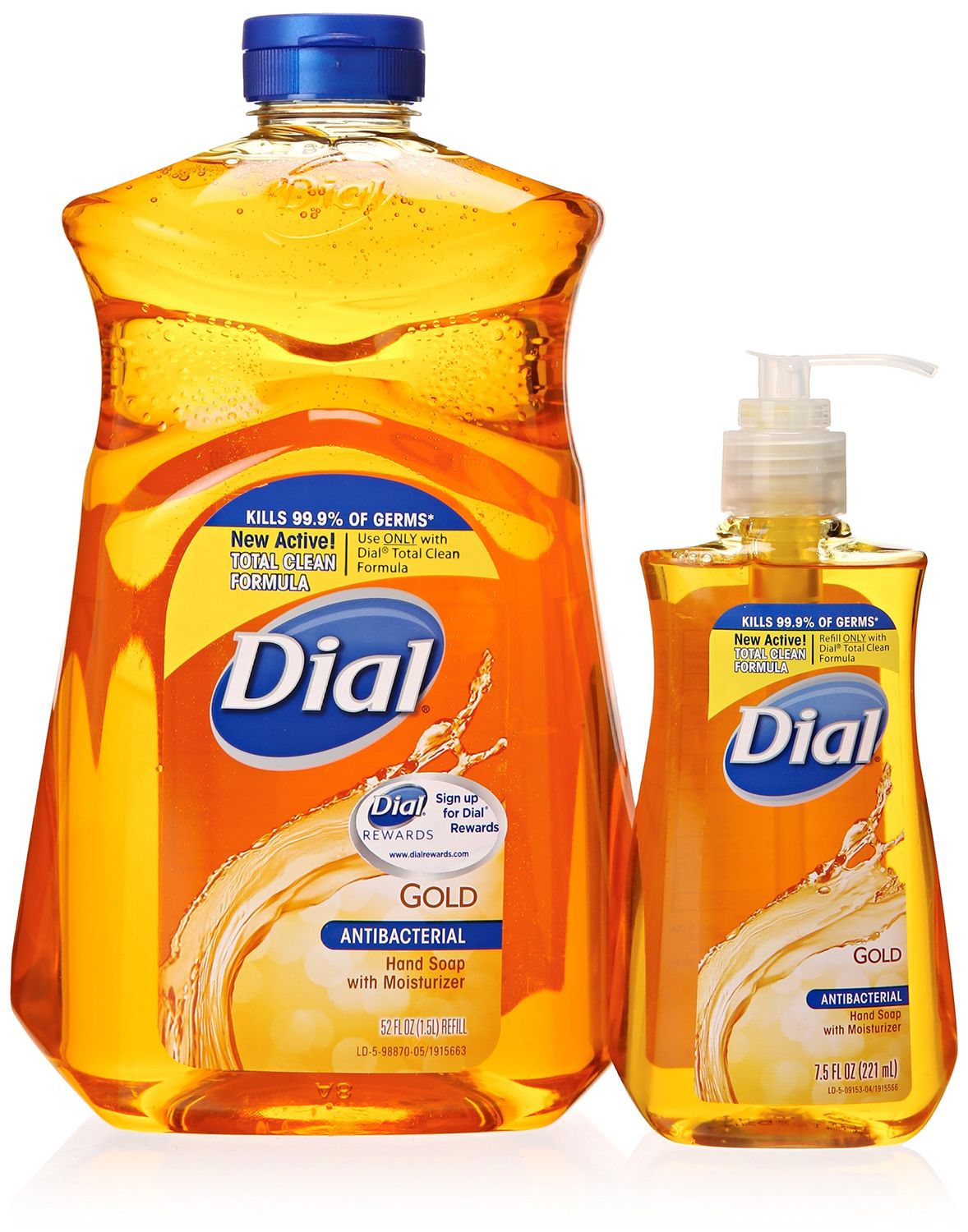 Dial Gold Antibacterial Liquid Soap with Moisturizer, 7.5 Oz Pump Bottle  52 Oz Refill