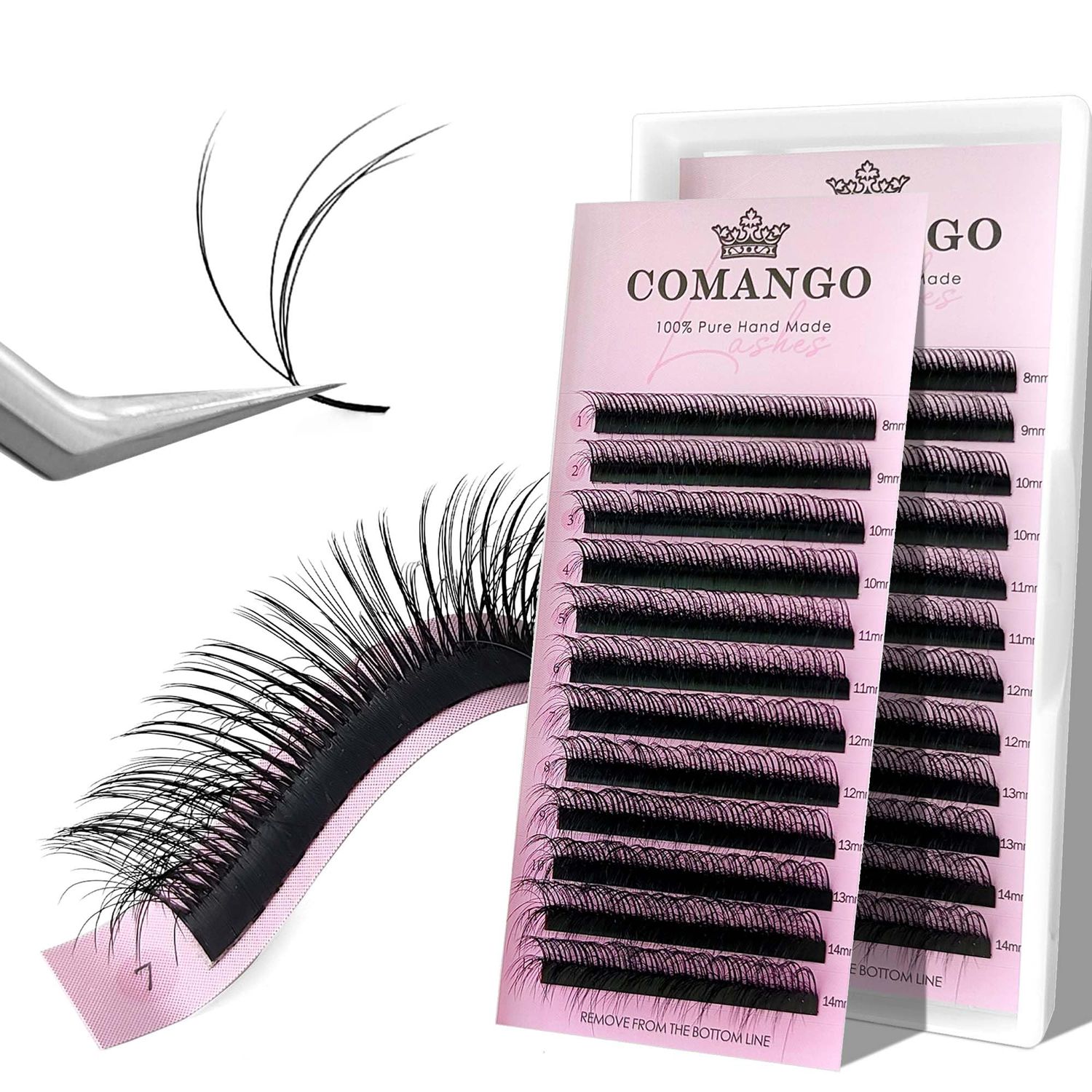 Multi-Layer 3D Wild Fluffy Lashes Camellia Eyelashes Extension Premade Fans Volume Lashes 8-15mm Mix Tray Eyelash Curl LCLD Stable Natural Soft Wispy Lash (LC-0.07-Mix8-15mm)