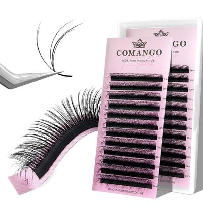 Multi-Layer 3D Wild Fluffy Lashes Camellia Eyelashes Extension Premade Fans Volume Lashes 8-15mm Mix Tray Eyelash Curl LCLD Stable Natural Soft Wispy Lash (LC-0.07-Mix8-15mm)