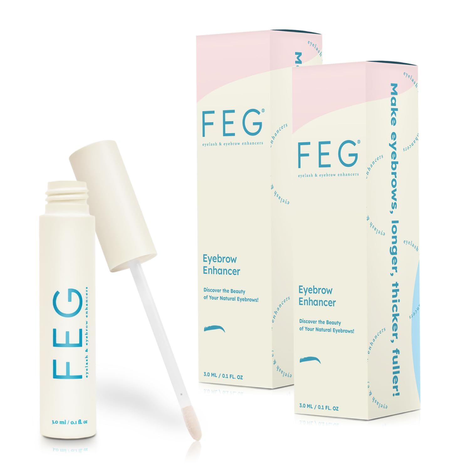 FEG Eyebrow Enhancer Growth Treatment Serum, 2 Pack - Helps Lengthen, Thicken and Darken female sparse eyebrows - Non-irritating and Safe for All Skin Types - Women&#39;s Products