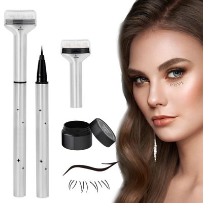 GEMERRY Lower Lash Stamp Lower Eyelash Stamp with Waterproof&amp; Sweatproof Ink 2 in 1 Eyeliner Reusable Bottom Lash Stamp Quick Eye Makeup Tool Natural look for Beginners(Black)