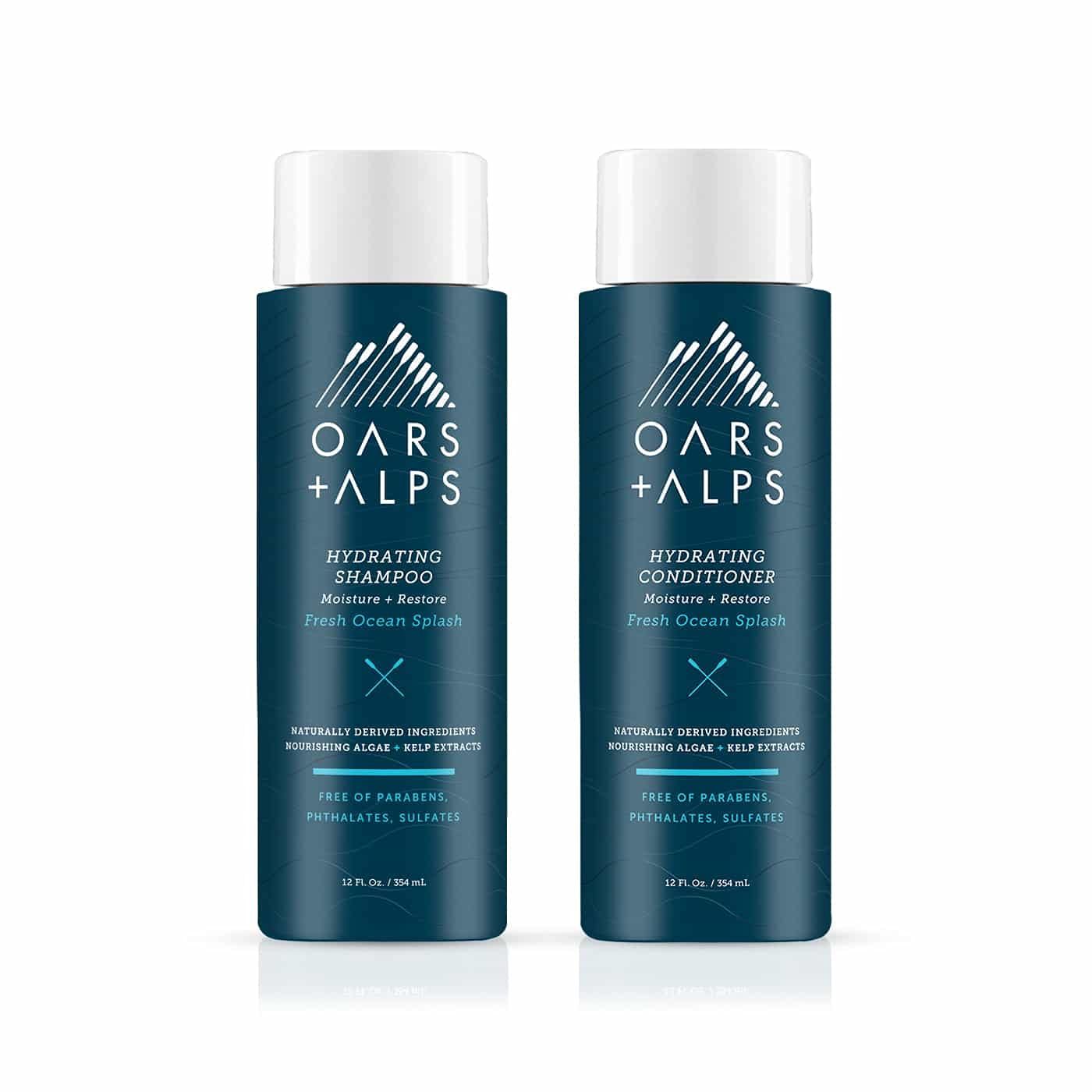 Oars  Alps Men&#39;s Sulfate Free Hair Shampoo and Conditioner Set, Infused with Kelp and Algae Extracts, Fresh Ocean Splash, 12 Fl Oz Each