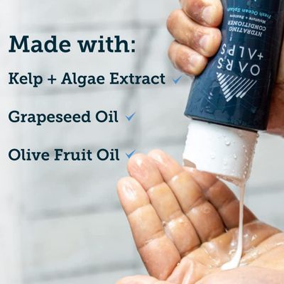 Oars  Alps Men's Sulfate Free Hair Shampoo and Conditioner Set, Infused with Kelp and Algae Extracts, Fresh Ocean Splash, 12 Fl Oz Each