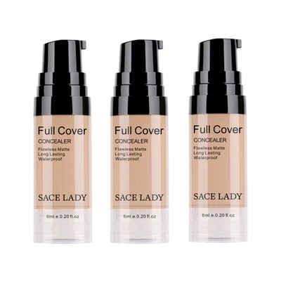 3 Pack Pro Full Cover Liquid Concealer, Waterproof Smooth Matte Flawless Finish Creamy Concealer Foundation for Eye Dark Circles Spot Face Concealer Makeup, Size36ml0.20Fl Oz, Natural