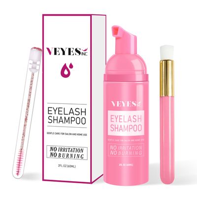 VEYES INC Lash Shampoo for Lash Extensions. Eyelash Wash for Extensions &amp; Natural Lashes. Eyelash Extension Cleanser  Brush,Oil &amp; Sulfate Free,60ml. Lash Supplies for Salon &amp; Home Care