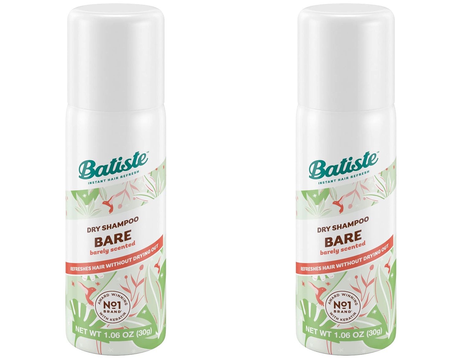 Batiste Dry Shampoo, Bare, Mini Travel Size 1.6 oz (Pack of 2)