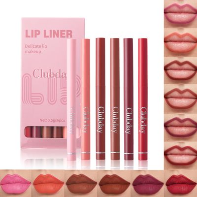 Clubday 6 Pcs Retractable Lip Liner Longwear Rich Lip ColorsSmooth ApplicationMatte Finish Waterpoof Lip Pencil Multi Colors With All Skin