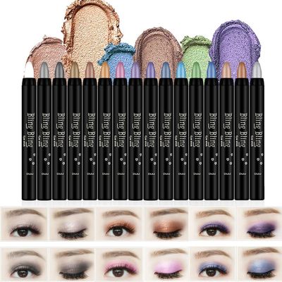 16 Colors Glitter Eyeshadow Stick Colorful Set, Waterproof Eye Shadow Sticks, Cream Eyeshadow Pencil Makeup Set, High Pigmented Waterproof &amp; Long Lasting Contour Stick, EyeLiner Makeup for Women