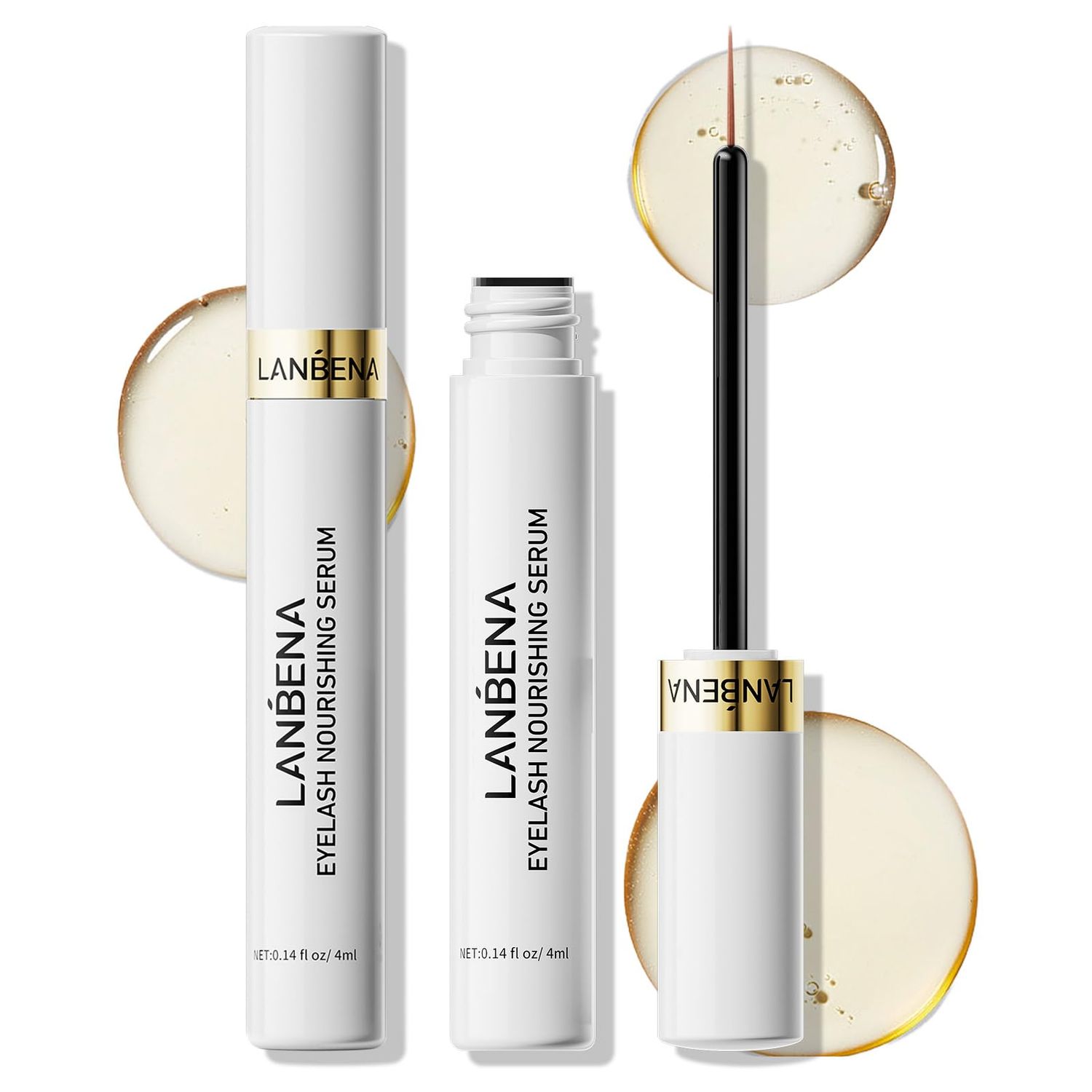 LANBENA Lash Serum, Rapid Eyelash Growth Serum, Lash Serum for Eyelash Growth Thickness, Stronger, Healthier Lashes &amp; Brows, 4ml