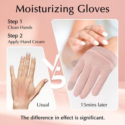 Evridwear Beauty Cotton Gloves with Touchscreen Fingers for SPA, Eczema, Dry Hands, Hand Care, Day and Night Moisturizing, (2 Pair SM, Feather Weight Pink Color)