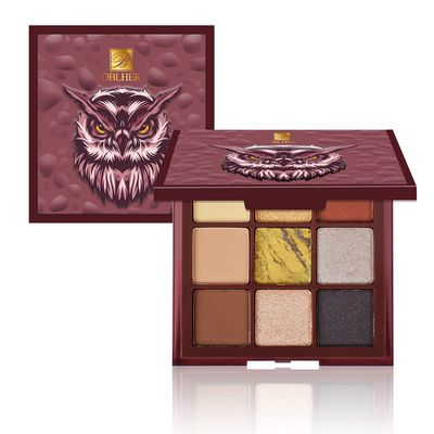 OBLHER B Eyeshadow Palette 9 Color Pearl Cream Makeup Pallet Matte Velvet Texture, Natural Earth Tone Eye Shadow Suitable for Rock Style Smoky Makeup 0.29oz E9526-1