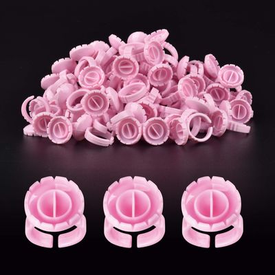 MEKK Glue Rings 100PCS Glue Rings for Eyelash Extension Lash Extension Supplies Disposable Lash Extension Supplies Fanning Blossom Cups for Eyelash Extension(Pink)