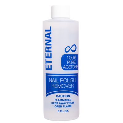 Eternal 100% Pure Acetone- Acetona pura - Quick Professional Ultra-Powerful Nail Polish Remover for Natural, Gel, Acrylic, Shellac Nails and Dark Colored Paints (8 FL. OZ.)