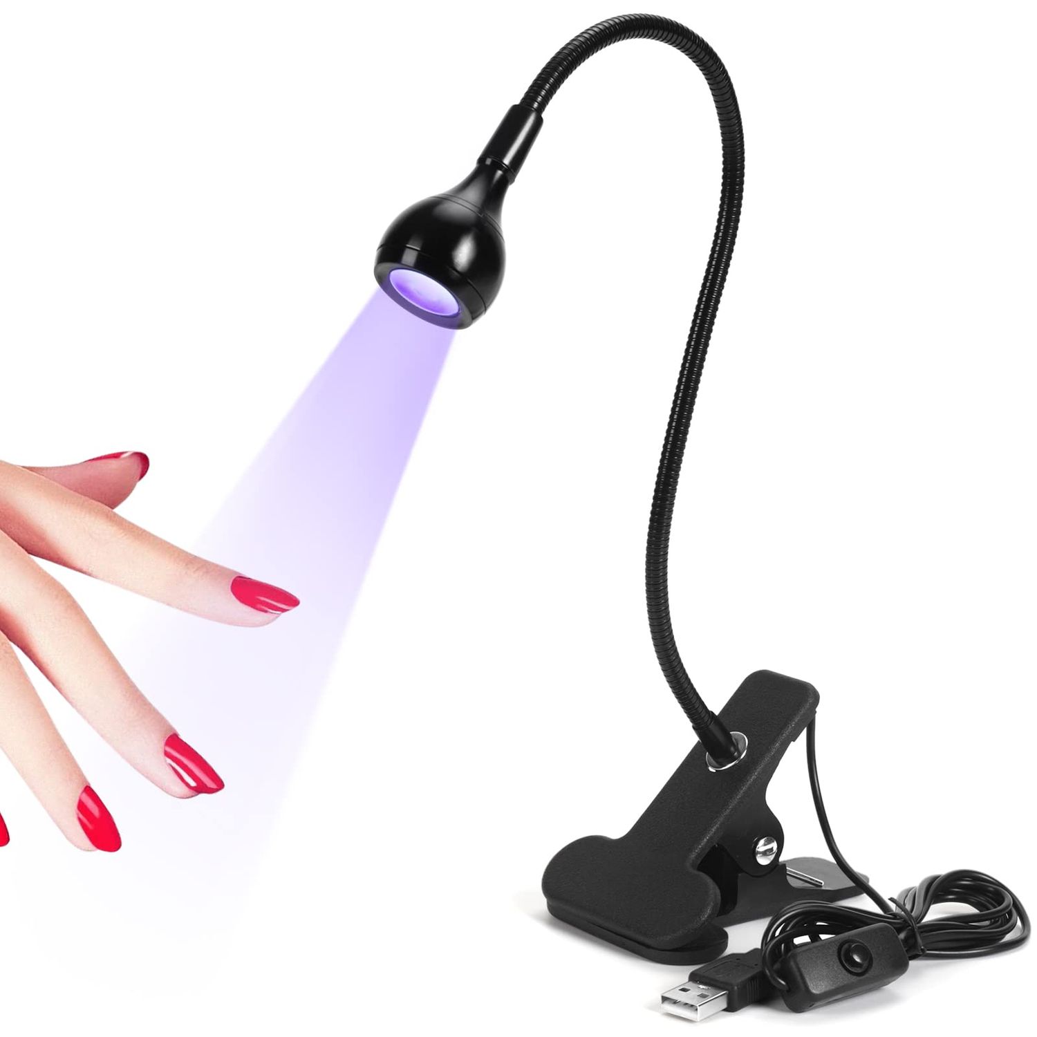 SAVILAND U V LED Nail Lamp - Mini Led Nail Lamp Gel X Lamp for Nails with Securing Clip Rotatable Led Light for Nails for Curing Gel Polish U V Nail Gels Manicure Home DIY, Black