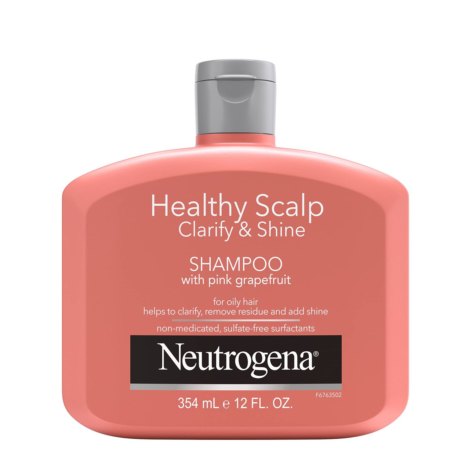Neutrogena Exfoliating Healthy Scalp Clarify &amp; Shine Shampoo for Oily Hair and Scalp, Anti-Residue Shampoo with Pink Grapefruit, pH-Balanced, Paraben &amp; Phthalate-Free, Color-Safe, 12oz