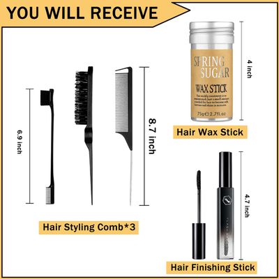 SPRINGSUGAR 5 Pcs Hair Wax Stick for Flyaways Edge Control Slick - Styling Tools Includes , Finishing , Comb, Gel for Fly Away for Women