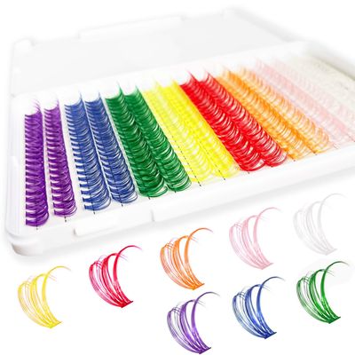 Colored Lash Clusters YASNAI DIY Colored Lash Extensions 320pcs Color Eyeash Extensions D Curl, 1416mm Mix Lashes eye makeup, White Pink Orange Red Yellow Green Blue Purple