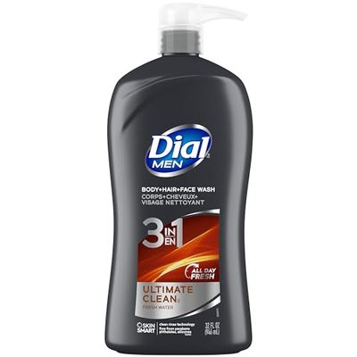 Dial Men 3in1 Body, Hair and Face Wash, Ultimate Clean, 32 Fl Oz