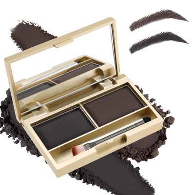 Boobeen Eyebrow Powder Kit, 2-color Waterproof Eyebrow Palette Makeup to Definer &amp; Filler Brows, Eyebrow Color Powder Shape Natural Looking Brow - with Mirror Brush