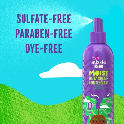 Aussie Kids Moist Detangler Spray, Sulfate &amp; Paraben Free, Moisturizing &amp; Tangle-Free Hair Care for Kids, Cruelty-Free, 8 Fl Oz Each, 3 Pack