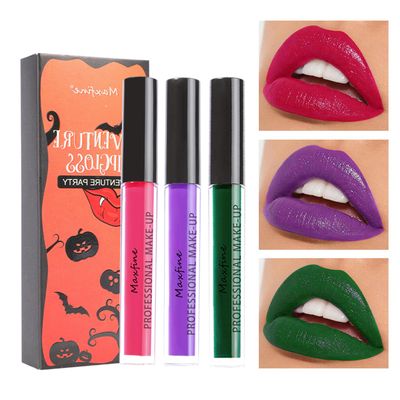 Red Purple Green Matte Liquid Lipstick Stain Set For Women, Long Lasting 24h Waterproof Lip Gloss, Intense Vivid Color, High Pigmented Smudge Proof Non-Stick Cup Lip Stain For Halloween Makeup(Set B)