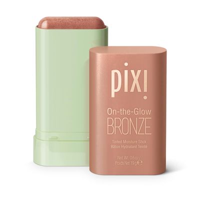 Pixi On-the-Glow Bronze - SoftGlow, Hydrating Tinted Moisture Bronzer Stick with Ginseng, Aloe Vera &amp; Fruit Extracts, For Cheeks &amp; Lips, 19g  0.6oz, Paraben-Free