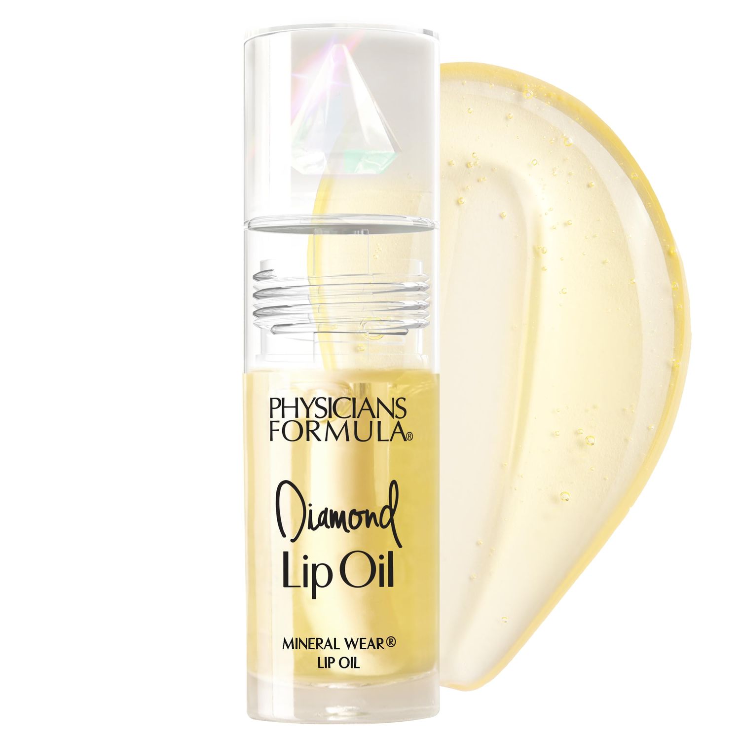 Physicians Formula Mineral Wear Diamond Lip Oil, High-Shine Serum Hybrid with Diamond Dust, Vitamin E, &amp; Mineral Powder, Talc-Free, Cruelty-Free, &amp; Vegan - Yellow Diamond