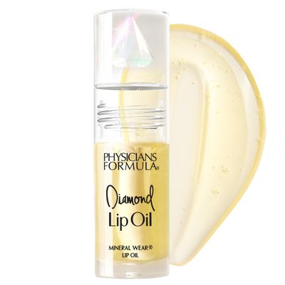 Physicians Formula Mineral Wear Diamond Lip Oil, High-Shine Serum Hybrid with Diamond Dust, Vitamin E, &amp; Mineral Powder, Talc-Free, Cruelty-Free, &amp; Vegan - Yellow Diamond