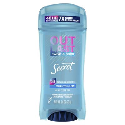 Secret Outlast Clear Gel Antiperspirant Deodorant for Women, Completely Clean, 2.6 oz (Pack of 4)