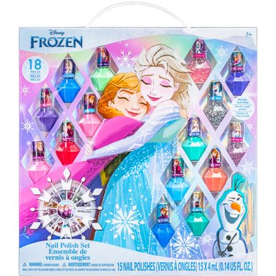 Townley Girl Disney Frozen Non-Toxic Peel-Off Nail Polish Set with Shimmery and Opaque Colors with Nail Gems for Girls Ages 3, Perfect for Parties, Sleepovers and Makeovers, 18 Pc Set