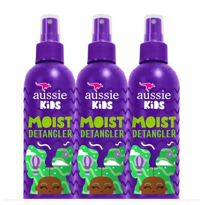 Aussie Kids Moist Detangler Spray, Sulfate &amp; Paraben Free, Moisturizing &amp; Tangle-Free Hair Care for Kids, Cruelty-Free, 8 Fl Oz Each, 3 Pack