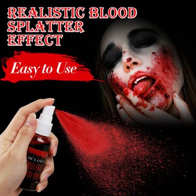 2 PCS Washable Fake Blood Spray,Halloween Fake Blood Splatter, DE'LANCI Liquid Blood for Clothes,Skin and Eye Drops,Squirt Fake Blood Makeup for Vampire Monster Zombie Bride and Costumes,100g(3.53 Oz)