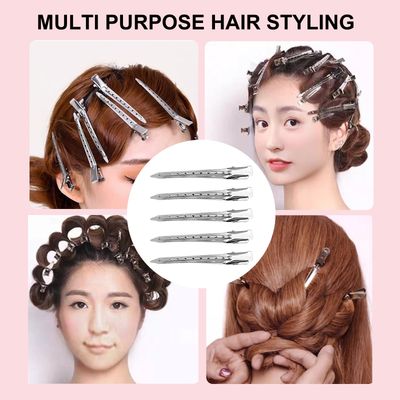 30 Packs Hair Clips, Duck Bill Clips, Hair Coloring, Hair Clips &amp; Barrettes, 3.5 Inches Rustproof Metal Alligator Curl Clips with Holes for Hair Styling, Silver