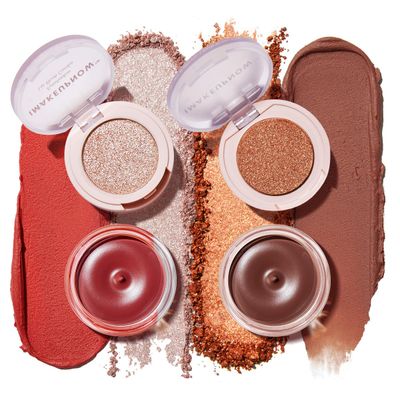 imakeupnow Cream Blush For Cheeks and Eye, Shimmer Eye Shadow Palette Pigmented Pink Blush Make Up Sets 2PCS - #001  #002
