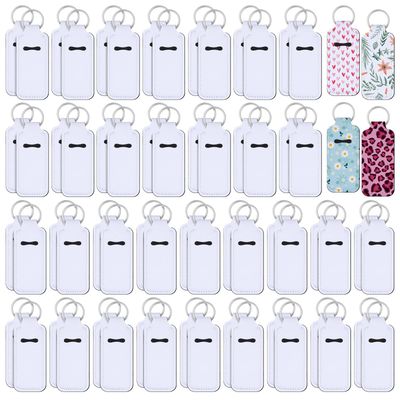 Ferreve 100 Pcs Sublimation Keychain Blanks Bulk Lipstick Holder Sublimation Lip Balm Holder Neoprene Sublimation Blanks Portable Lip Gloss Protective Cases for Women DIY Key Ring Travel Supplies