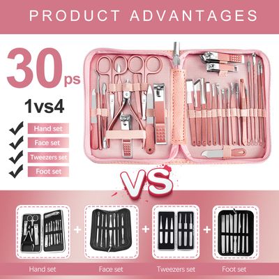 Manicure Set 30 in 1 Nail Clipper set, REDFLOW nail clippers, fingernail &amp; toenail clippers, Manicure Tools, pedicure tools, Suitable for Travel Manicure Kit, Nail Set Kit With Everything Profe