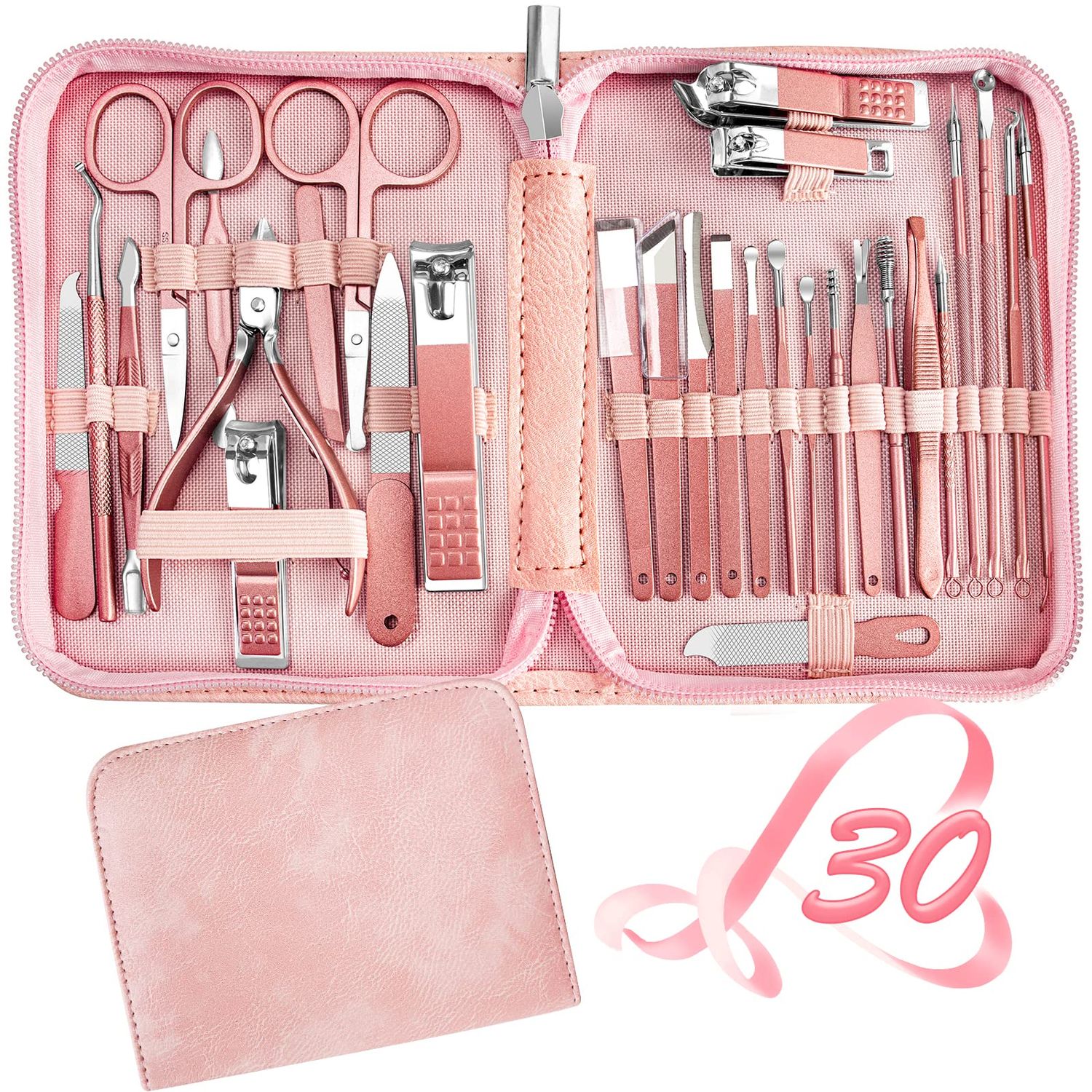 Manicure Set 30 in 1 Nail Clipper set, REDFLOW nail clippers, fingernail &amp; toenail clippers, Manicure Tools, pedicure tools, Suitable for Travel Manicure Kit, Nail Set Kit With Everything Profe