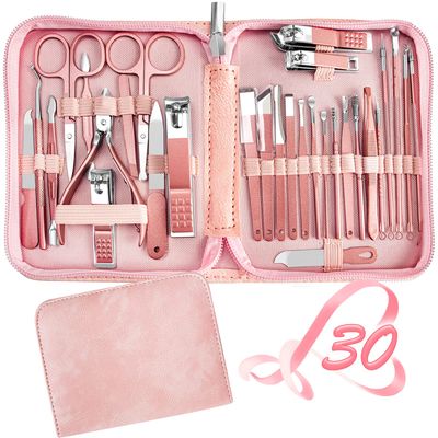 Manicure Set 30 in 1 Nail Clipper set, REDFLOW nail clippers, fingernail &amp; toenail clippers, Manicure Tools, pedicure tools, Suitable for Travel Manicure Kit, Nail Set Kit With Everything Profe