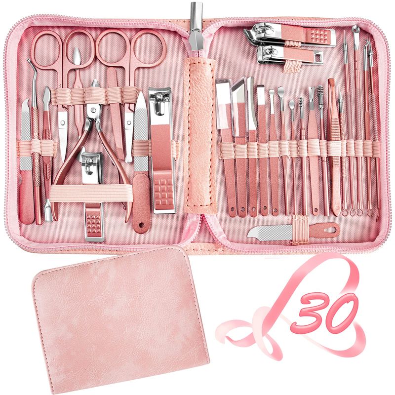Manicure Set 30 in 1 Nail Clipper set, REDFLOW nail clippers, fingernail &amp; toenail clippers, Manicure Tools, pedicure tools, Suitable for Travel Manicure Kit, Nail Set Kit With Everything Profe