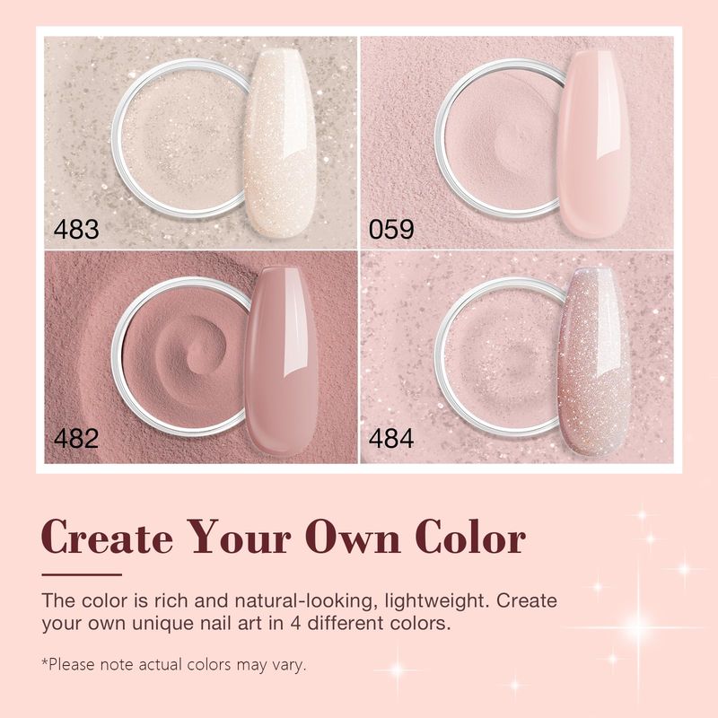 AZUREBEAUTY Dip Powder Nail Kit Starter, All Season Nude Skin Glitter 4 Colors Dipping Powder Liquid Set Recycling Tray with Base &amp; Top Coat Activator for French Nail Art Manicure Salon DIY at Home.