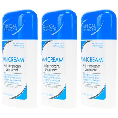 Vanicream Anti-Perspirant - Deodorant Clinical Strength For Sensitive Skin, 2.25 Oz Pack of 3