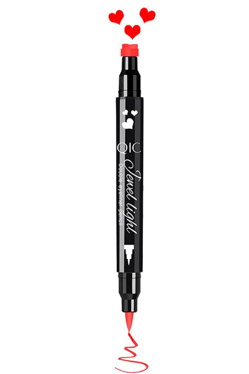 Go Ho Red Liquid Eyeliner Stamp,Heart Stamp Eyeliner Red Makeup,Harley Costume Makeup,Double-Seal Waterproof Eyeliner Pen,Long-lasting Smudge-proof Eye Liner Makeup Tools,1 PC