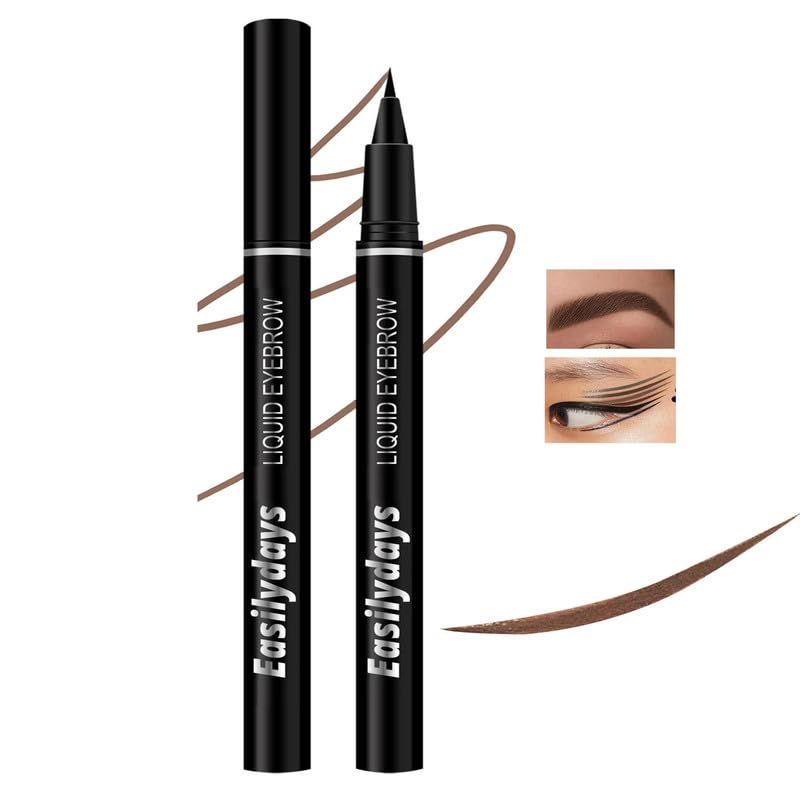 Easilydays Eyebrow Pencil Ultra-Fine Liquid Eyeliner, Wild Eye Makeup Water Eyebrow Pen, Waterproof Brow Pen Eye Pencil, Multifunctional FinishLongwearing, Smudge-proof, Ultra-Fine Tip (03)