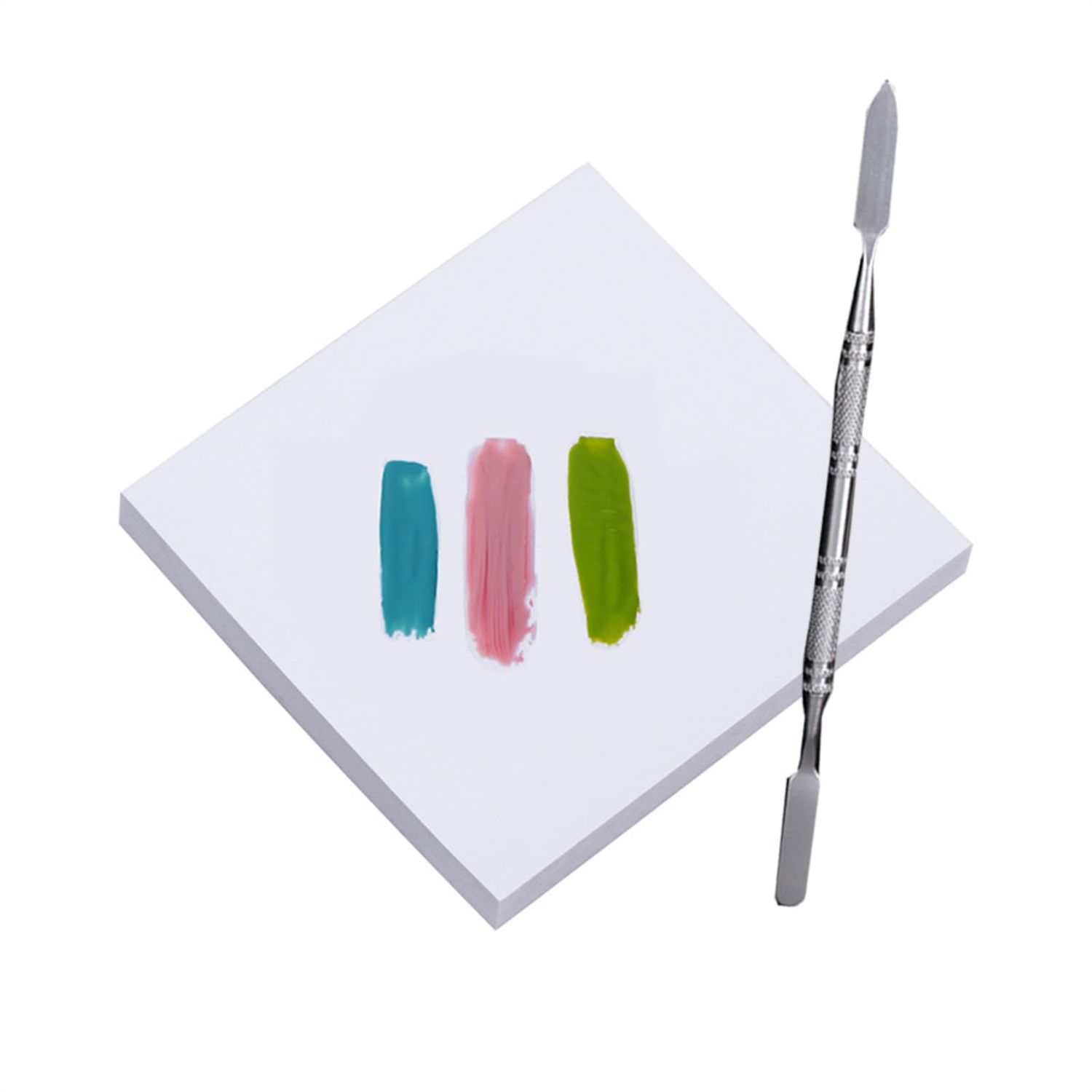 Beautifultracy 50 Sheets Disposable Nail Polish Palette Paper Nail Art Mixing Palette Papers Portable Waterproof Nail Art Makeup Palette Nail Gel Mixing Tool with Nail Palette Stirring Rod (50pcs)