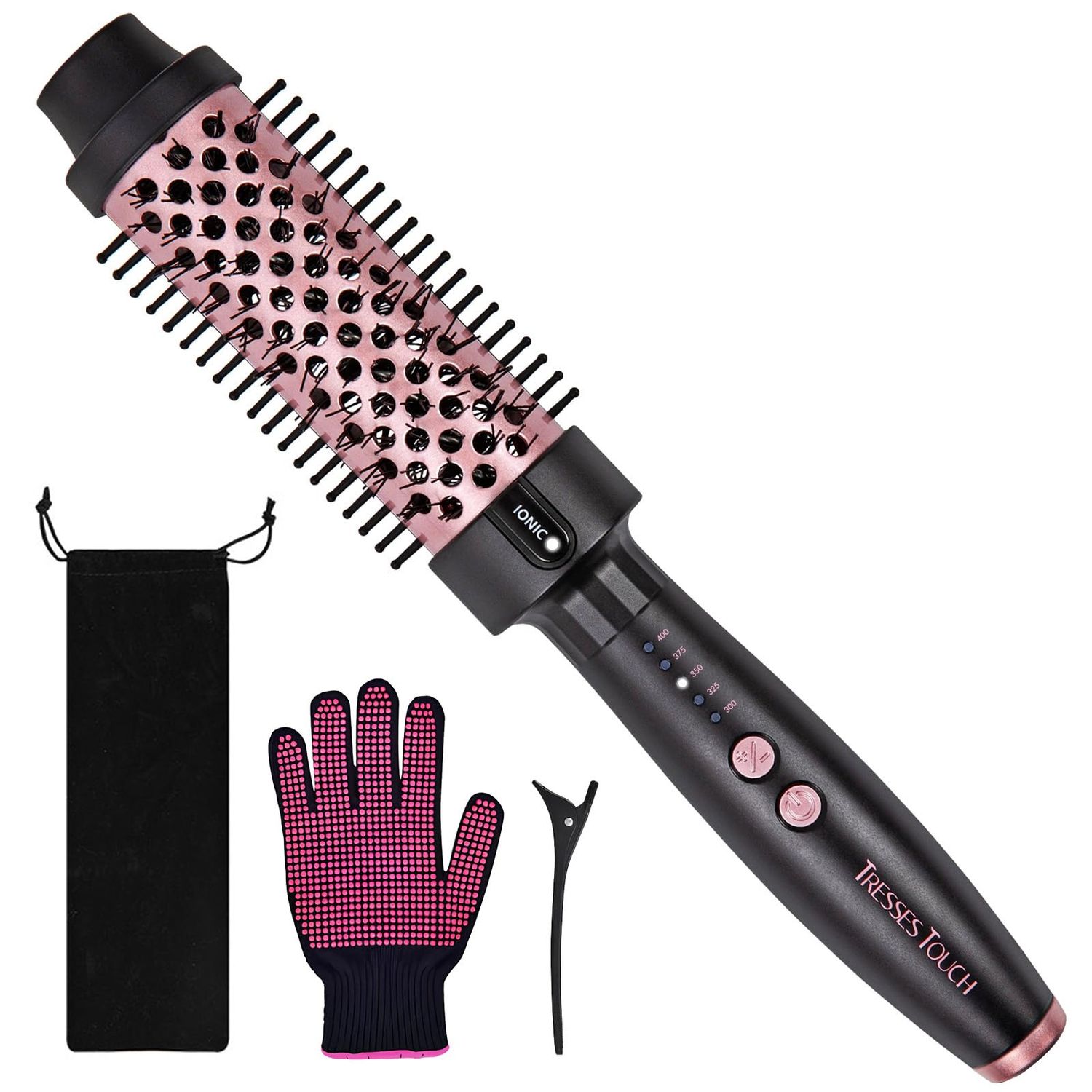 Thermal Brush 1.5 Inch Thermal Round Brush Blowout Look, Ionic Heated Round Brush with 5 Settings, Thermal Hair Brush Dual Voltage Curling Brush, New Update Round Brush for Blowout Brush, Rose Gold
