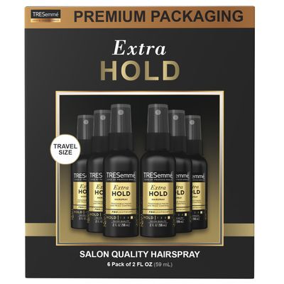 TRESemme Hairspray, Travel-Size, Extra Hold, Non-Aerosol Value Pack - 24-Hour Frizz Control Hair Care, Anti-Humidity Spray for Hair, Styling Products, Moisturizing Hair Spray, 2 Oz (Pack of 6)